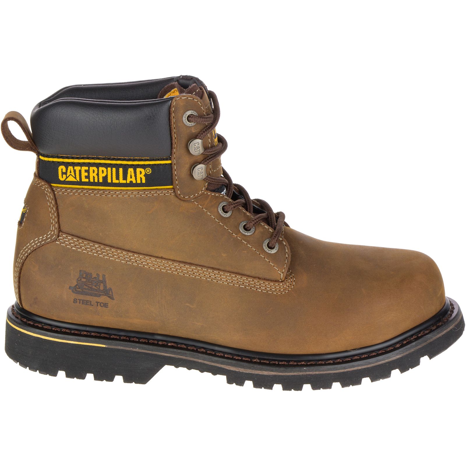 Caterpillar Boots Lahore - Caterpillar Holton Steel Toe S3 Hro Src Mens Work Boots Dark Brown (074285-FMT)